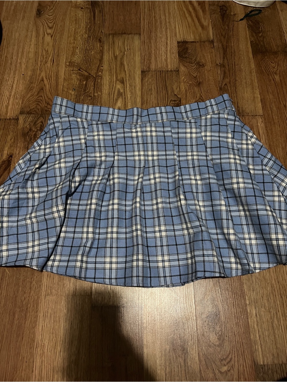 Blue Plaid Pleated Skirt